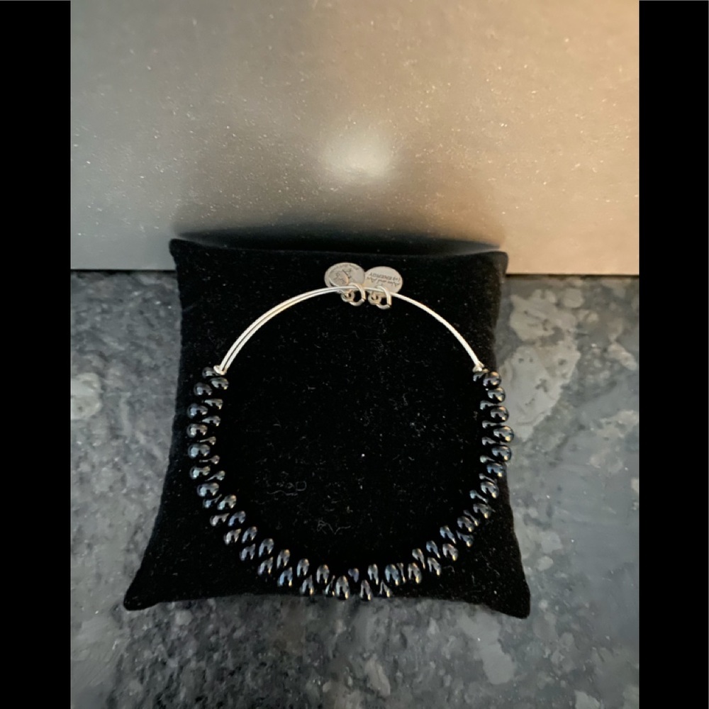 Alex and Ani Black Caviar Bead Wire Bangle